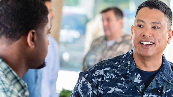 military two men talking