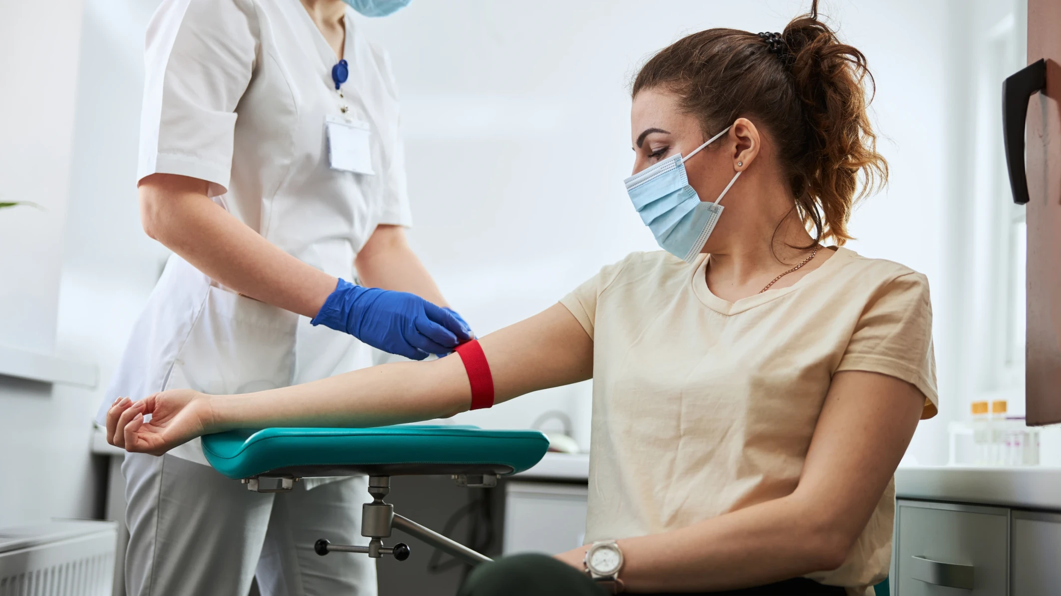 woman giving blood